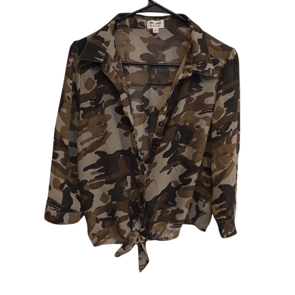 Camouflage Button-Up Women's Top